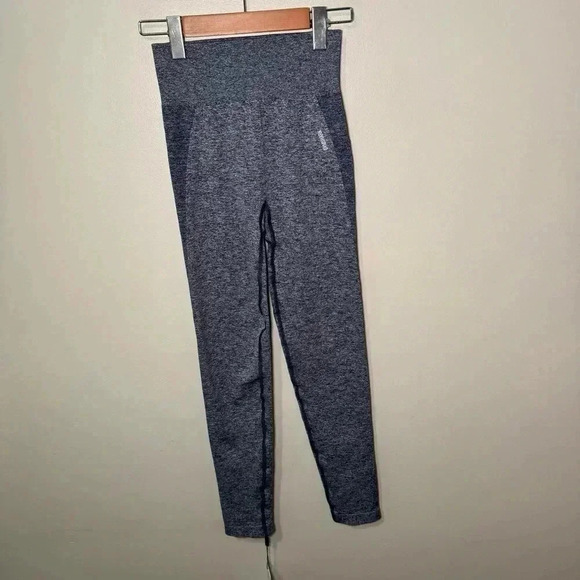 NWT GYMSHARK FLEX HIGH WAISTED LEGGINGS  - NAVYMARL/LIGHT GREY - SMALL - Picture 3 of 7